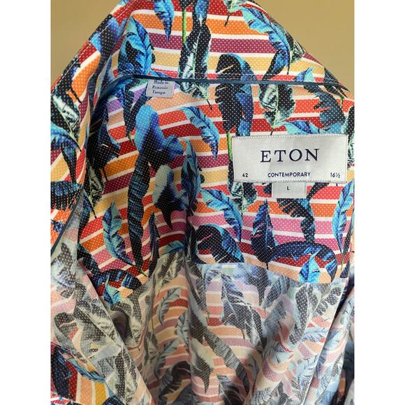 Eton contemporary colorful button down shirt freshly dry cleaned men’s L 16 1/2 - Picture 2 of 4